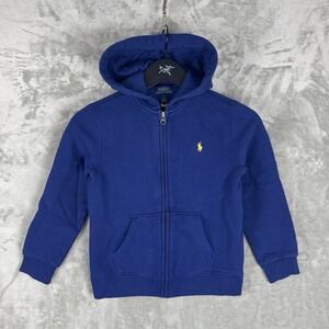 Polo Ralph Lauren Hoodie Kids Size 7‎ Navy Blue  Fleece Full-Zip Youth Preppy